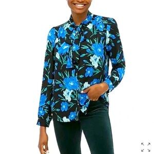 J. Crew Floral Bow tie blouse